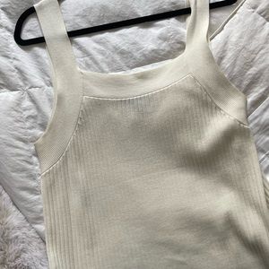 Ann Taylor Ribbed Sleeveless Blouse - Cream